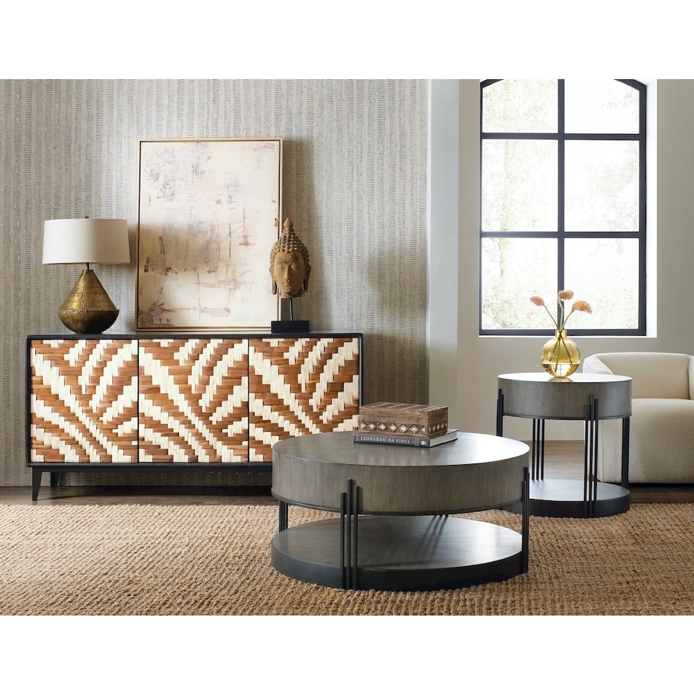 Hooker Furniture Commerce and Market Skyline Wood Side Table in Brown