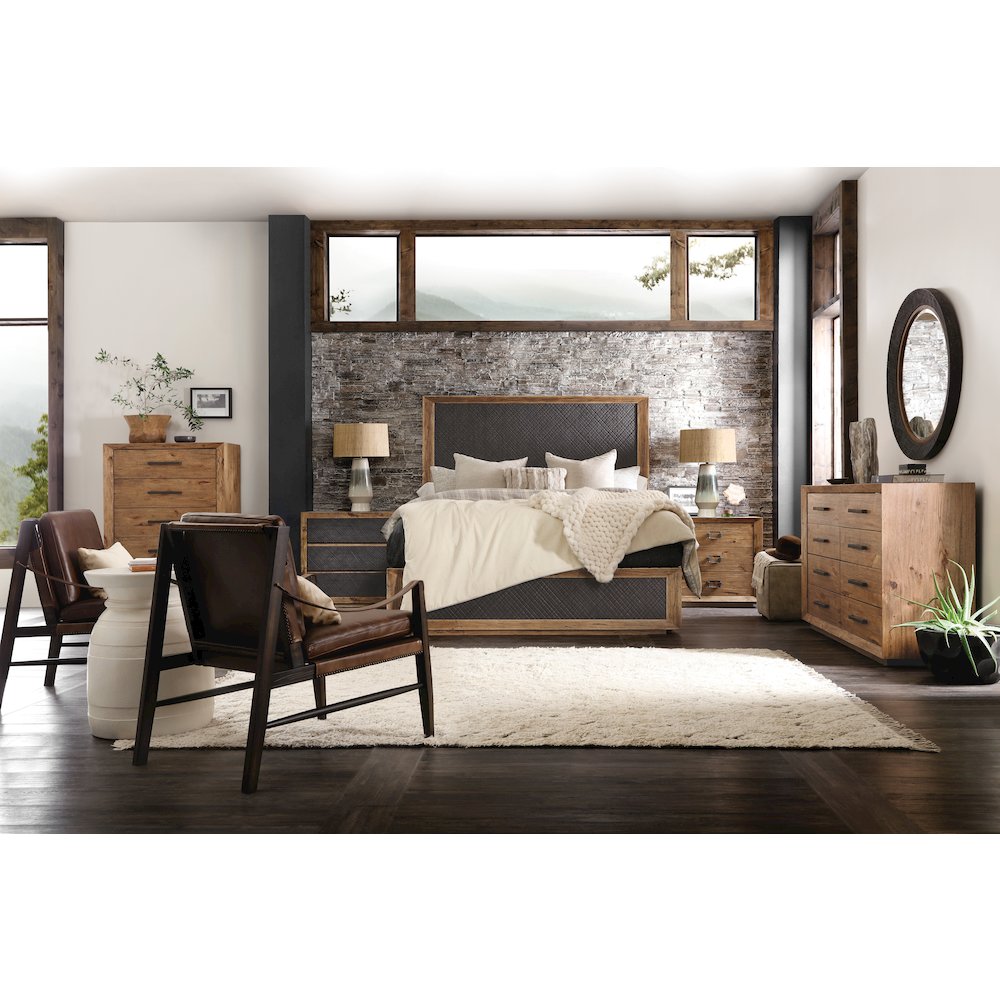 Hooker Furniture Big Sky Veneers and Solid Wood Three Drawer Nightstand in Brown
