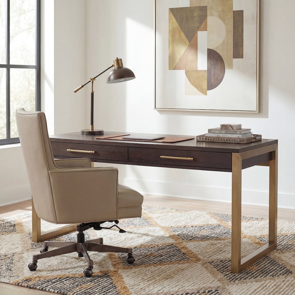 Curata 68" Wood Computer Desk in Midnight Brown by Hooker Furniture