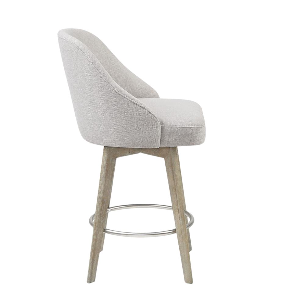 Gray Swivel Counter Stools with Solid Wood Frame, Ideal for Kitchen or Bar