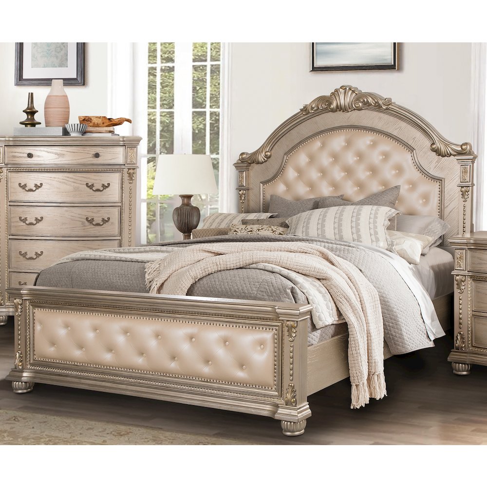 Evelyn Champagne Upholstered Bed, Queen