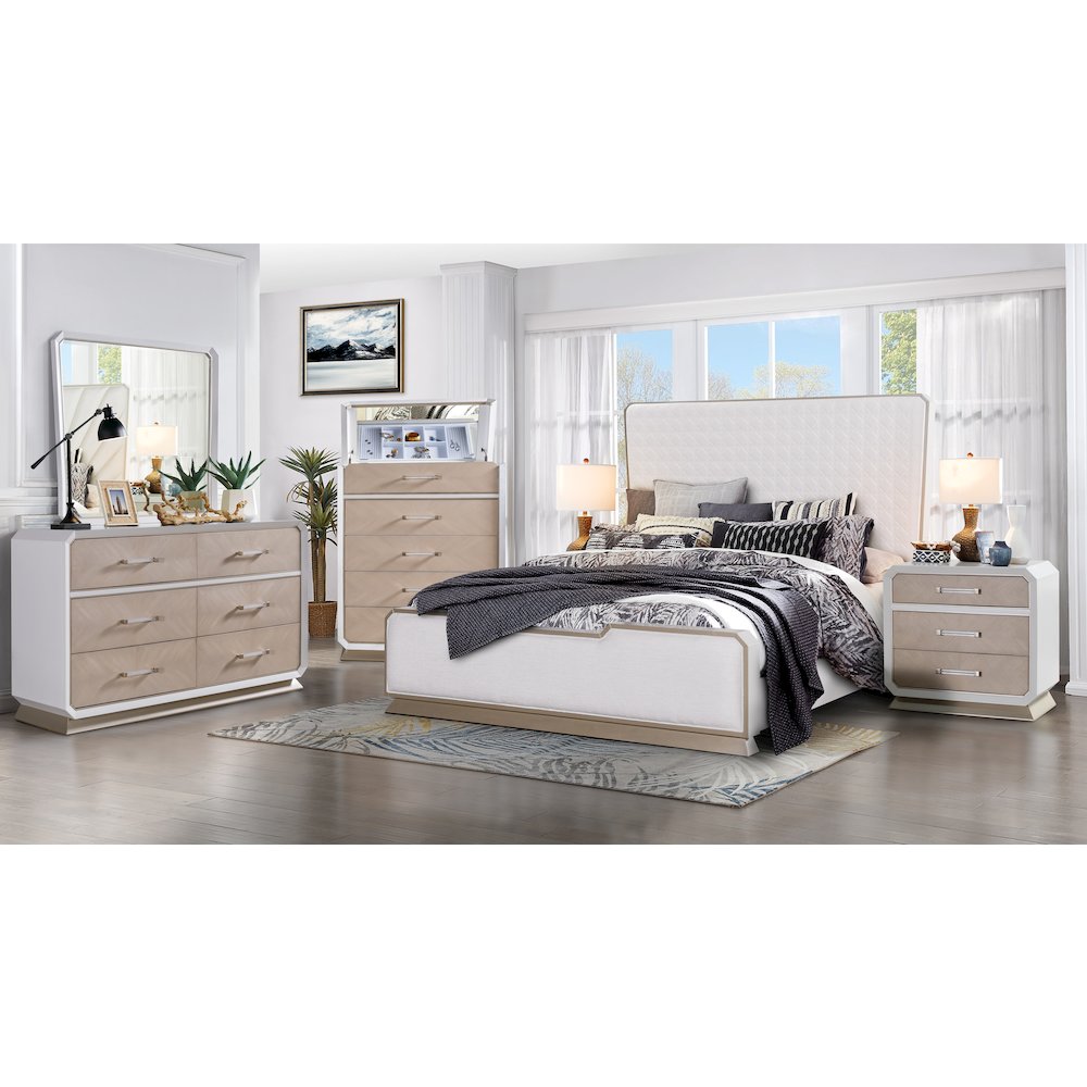 Dior White/Champagne Bed, Queen