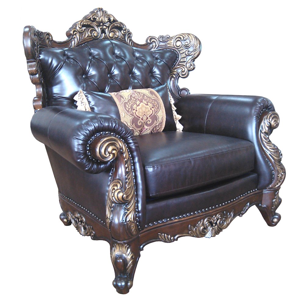Britney Rich Cherry Upholstered Chair with Wooden Accents