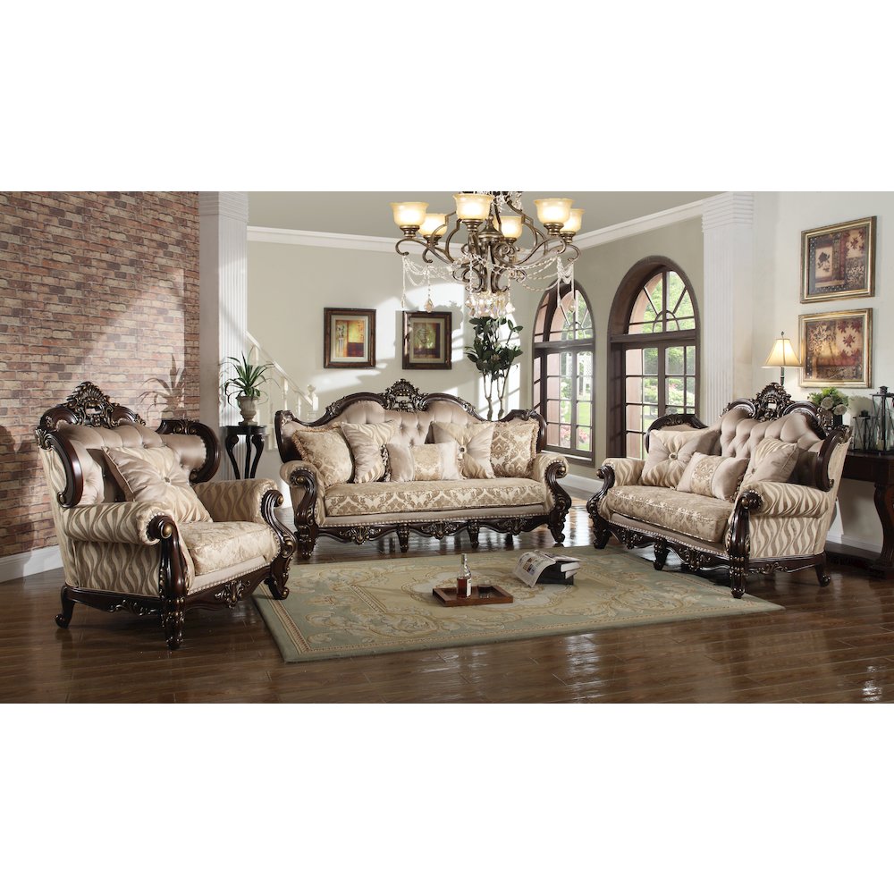 Jade Upholstered Chair with Wooden Accents