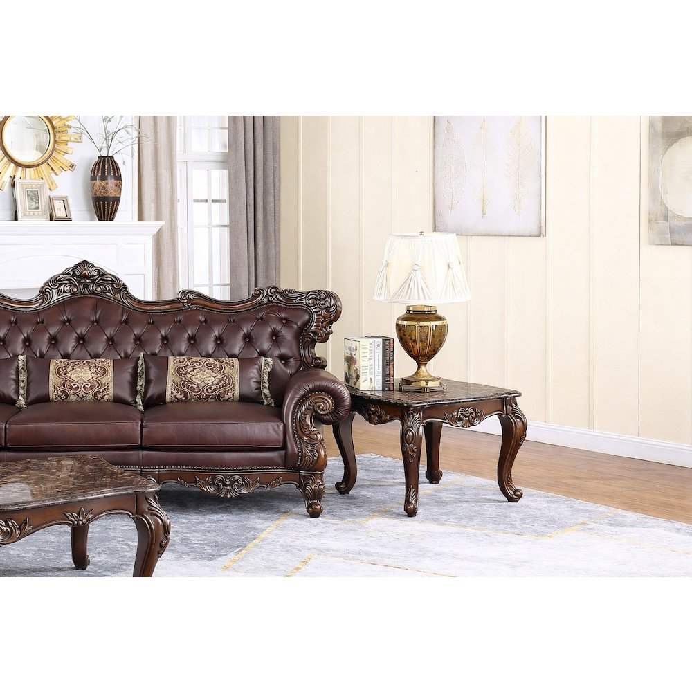 Britney Carved Wood End Table