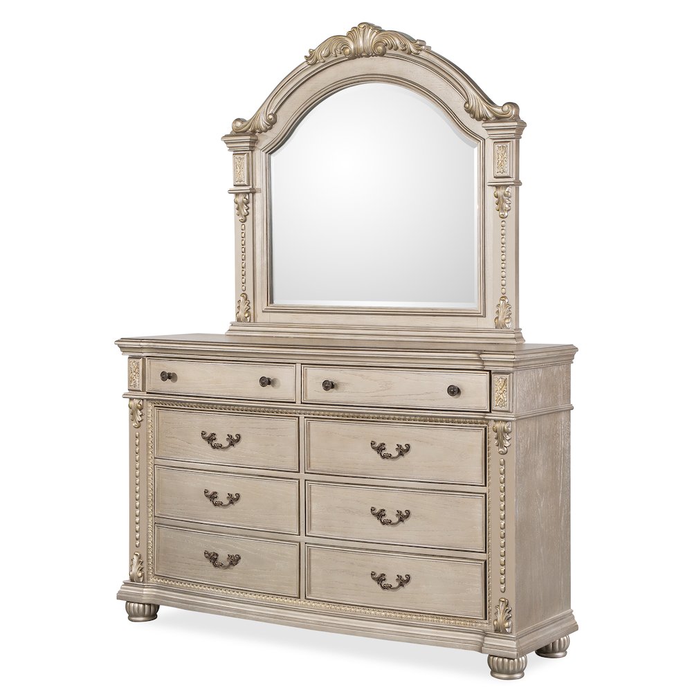 Evelyn Champagne Upholstered 4-piece Bedroom Set, King