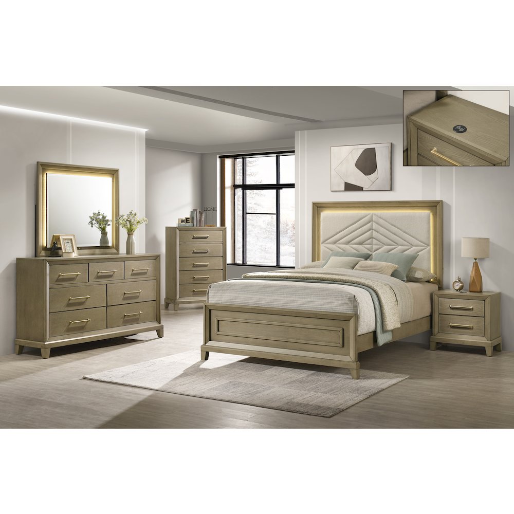 Dove Gray Queen Bed with LED Lighting
