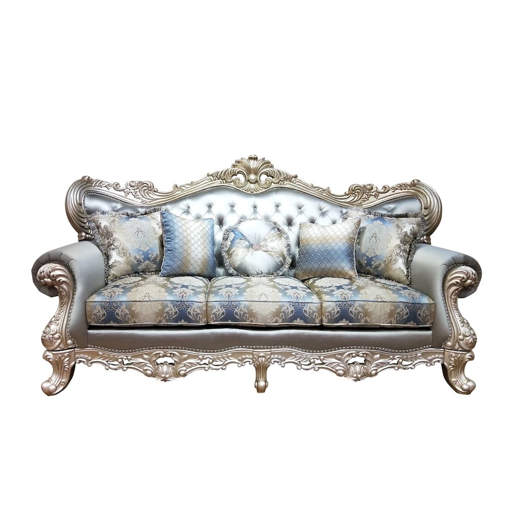 Ariel Champagne and Blue 2-piece Living Room Set