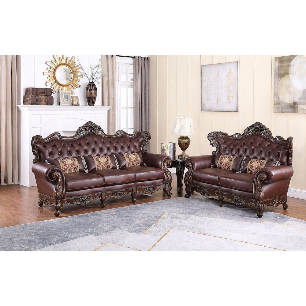 Britney Rich Cherry 2-Piece Living Room Set