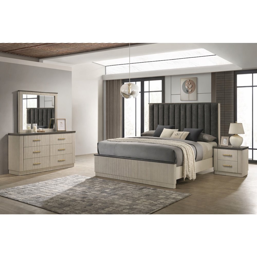 Casey Cream/Charcoal 4-Piece Bedroom Set, King