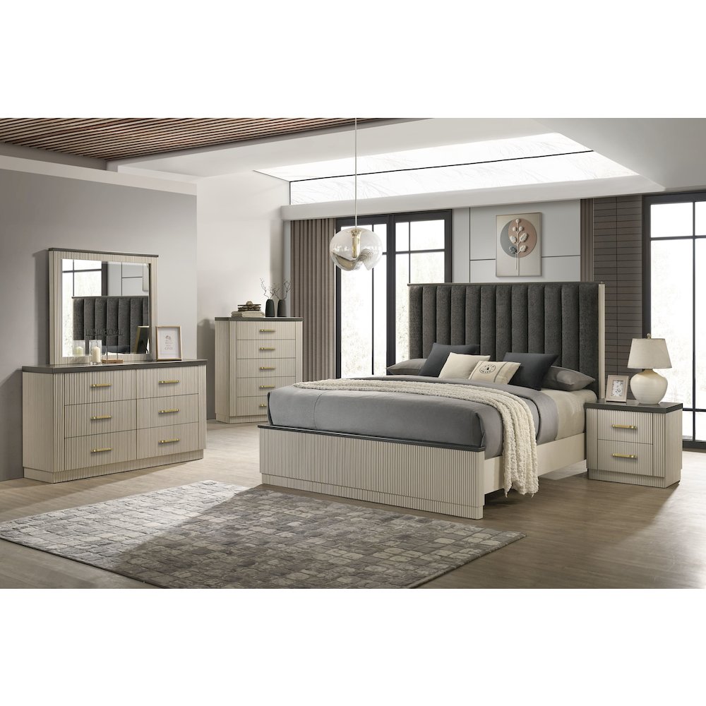 Casey Cream/Charcoal 5-Piece Bedroom Set, King