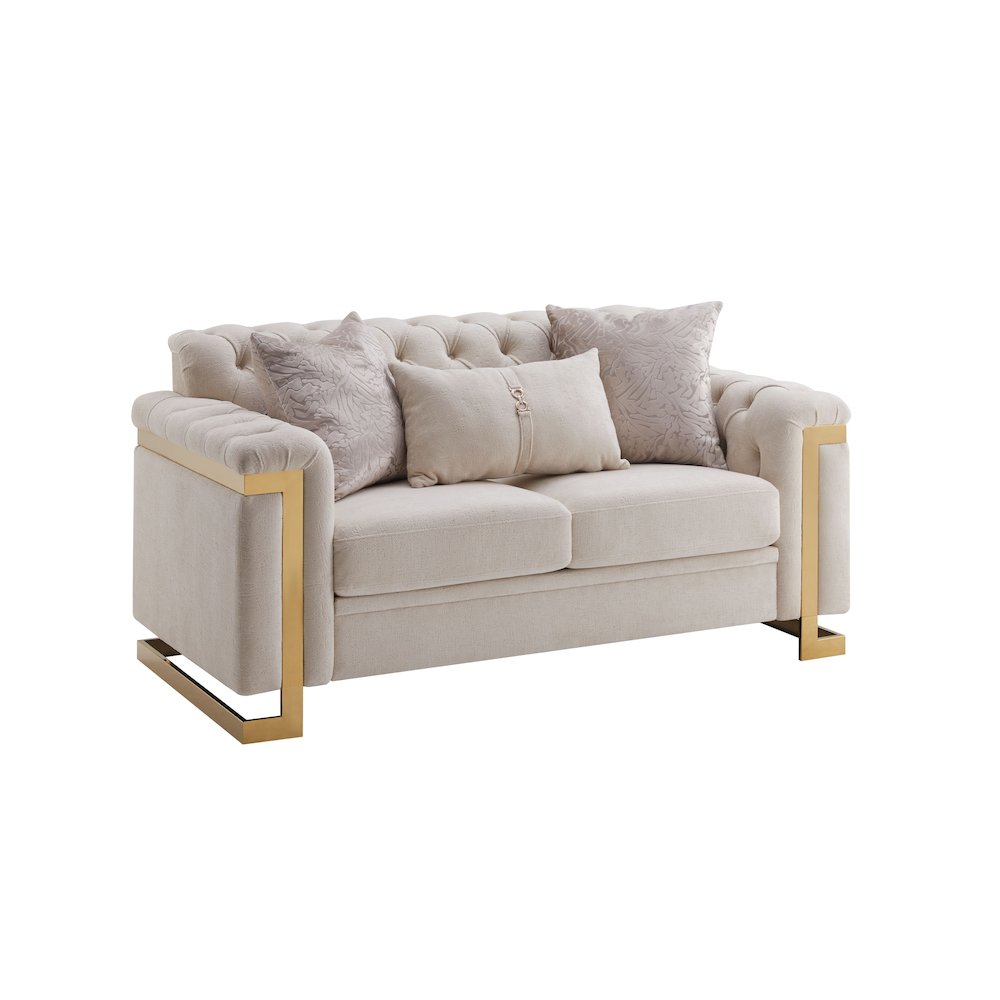 Chloe Tufted 2-piece Living Room Set with Gold Accents