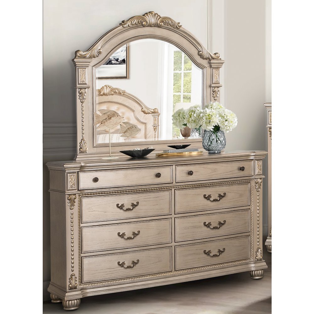 Evelyn Champagne Upholstered 5-piece Bedroom Set, King