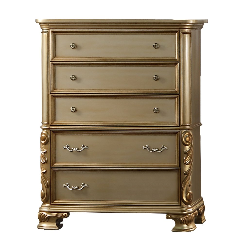 Miranda Gold Tufted 5-Piece Bedroom Set, King