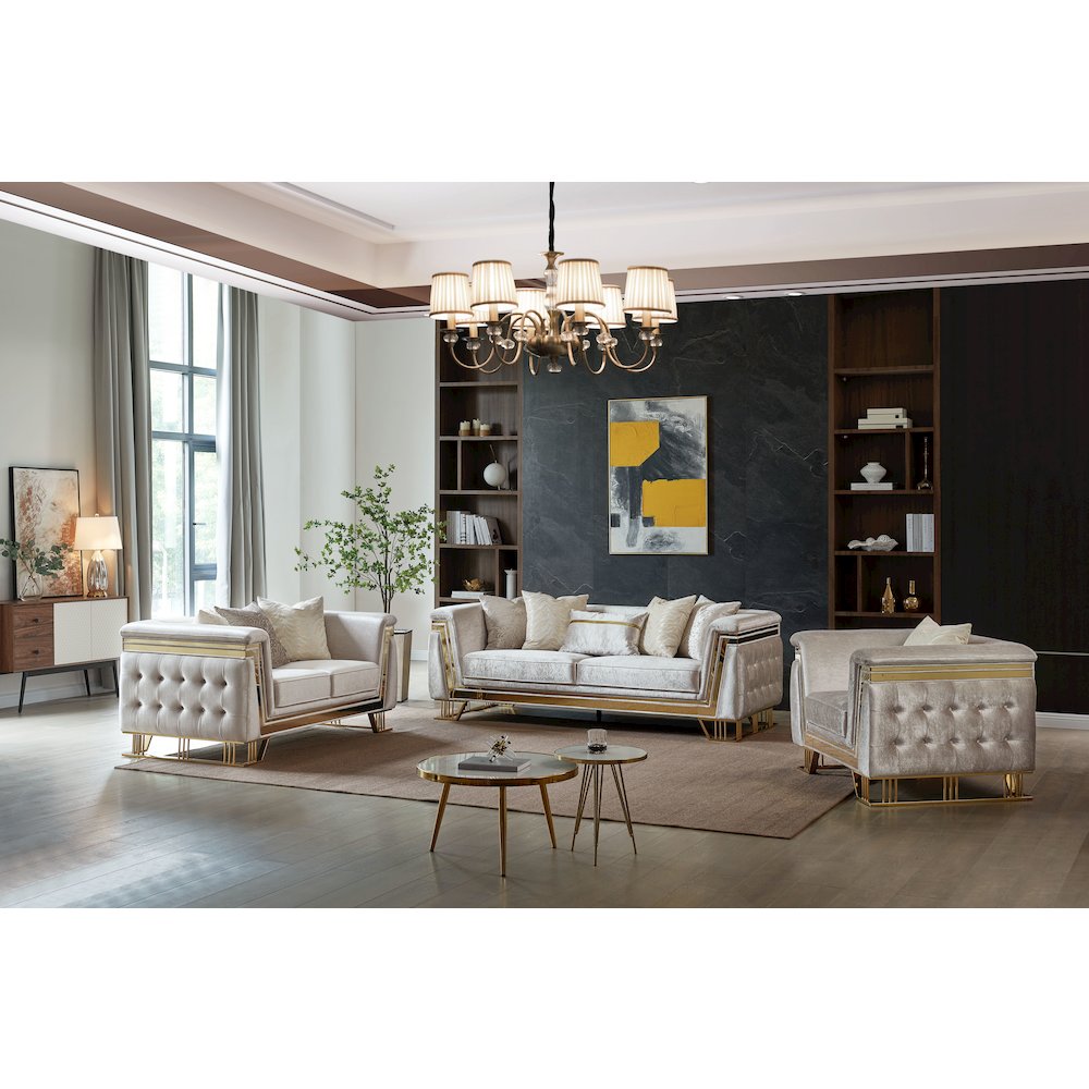 Judy Modern Tufted Arm Chair with Gold Accents