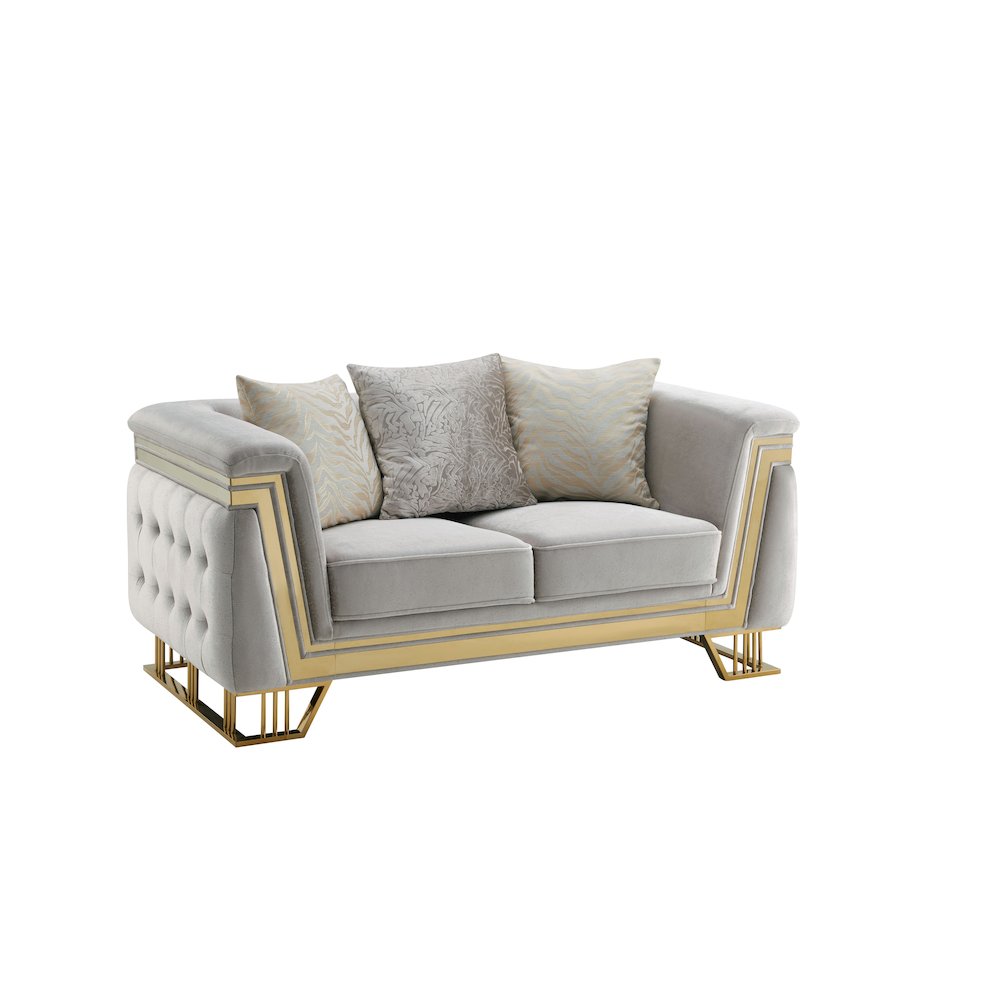 Judy Modern Tufted 2-piece Living Room Set with Gold Accents
