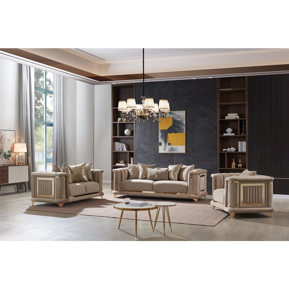 Kate Contemporary Arm Chair with Gold Detailing