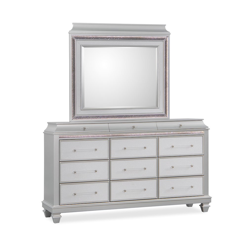 Sabrina Silver 4-Piece Bedroom Set with LED Lighting, King