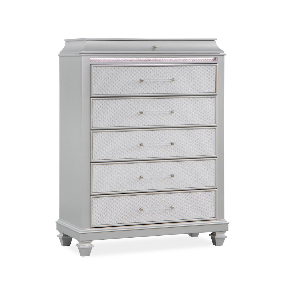 Sabrina Silver 5-Piece Bedroom Set with LED Lighting, King