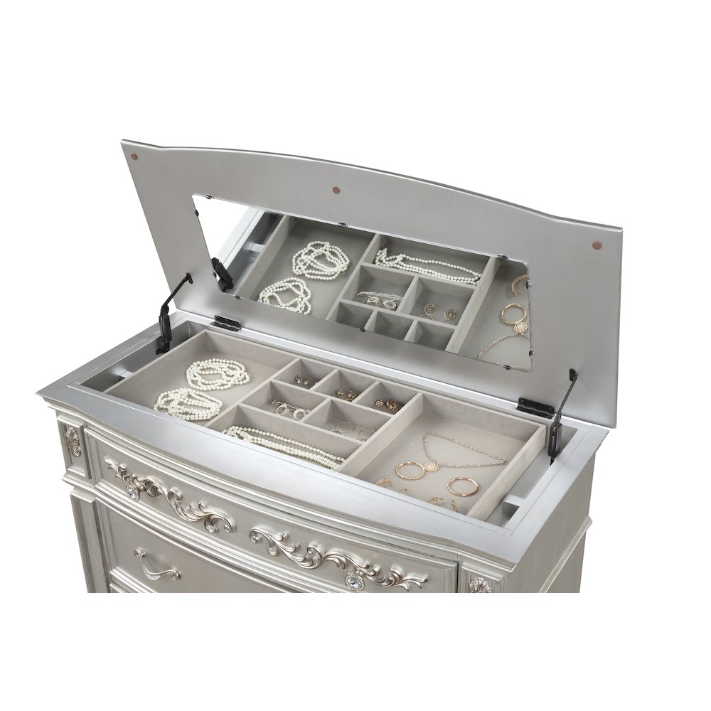 Valentina Silver 5-Piece Bedroom Set with LED Lighting, Queen