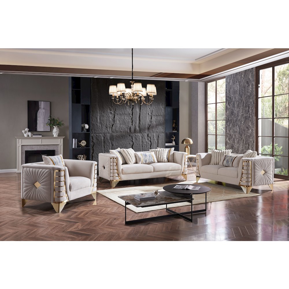 Tanya Gray Modern Arm Chair with Gold Accents