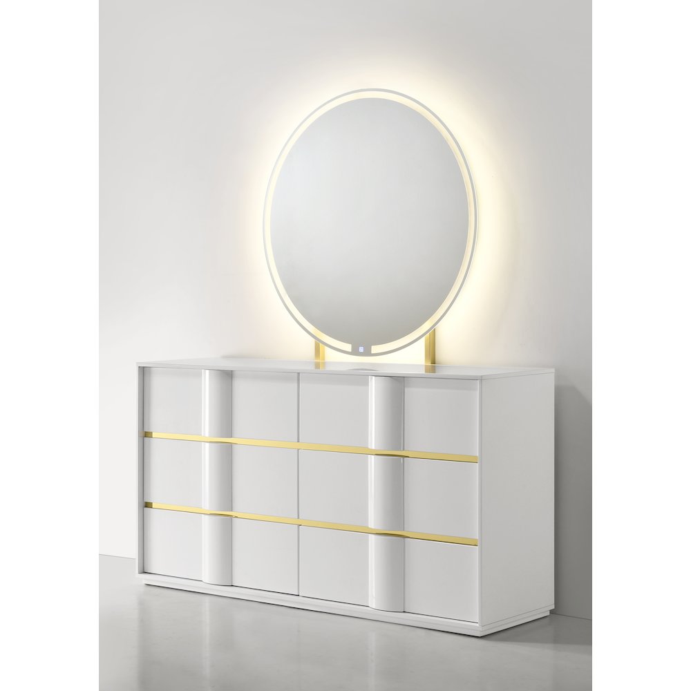 Florence White/Gold Sleek Platform 4-Piece Bedroom Set, King