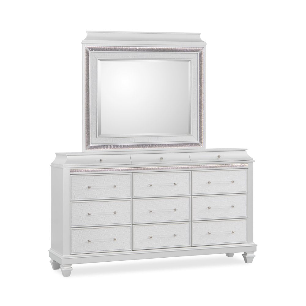 Sabrina White 4-Piece Bedroom Set with LED Lighting, Queen