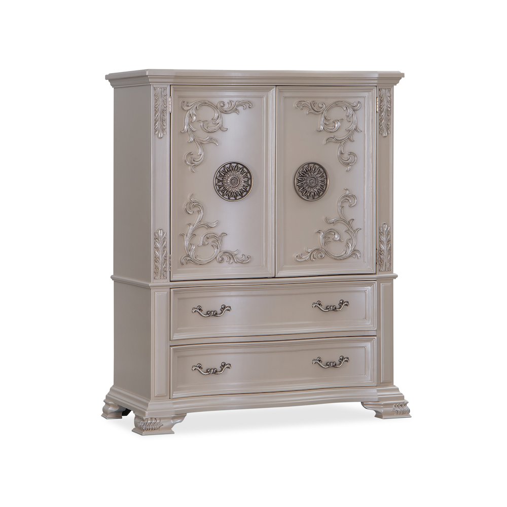 Santa Monica Pearl White 5-Piece Bedroom Set, Queen
