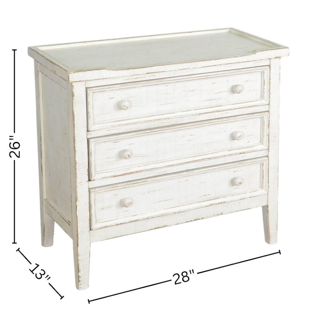 White Solid Wood Nightstand with Drawers, Farmhouse End Table with Storage