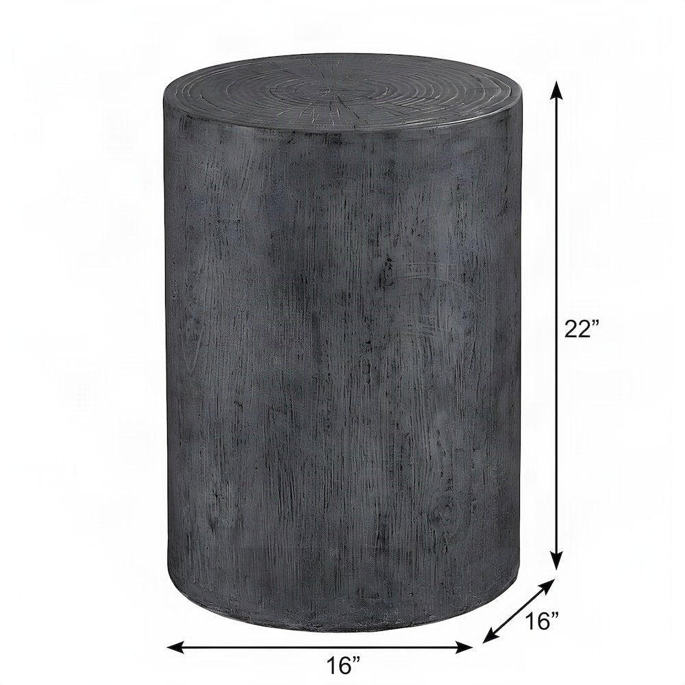 Cast Concrete Side Table with Organic Grain Texture, Japandi Accent