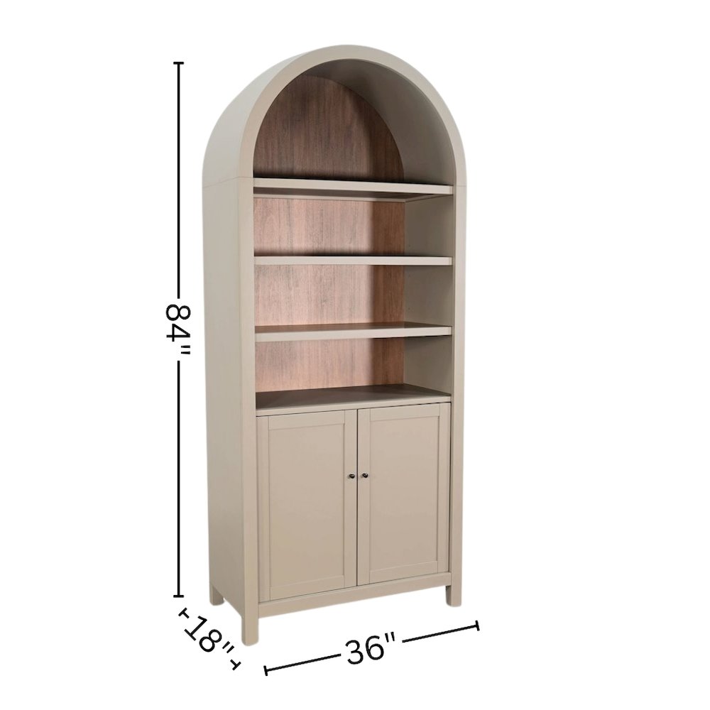 Gray Solid Wood Arched Cabinet with Doors, Hutch Cabinet with Storage
