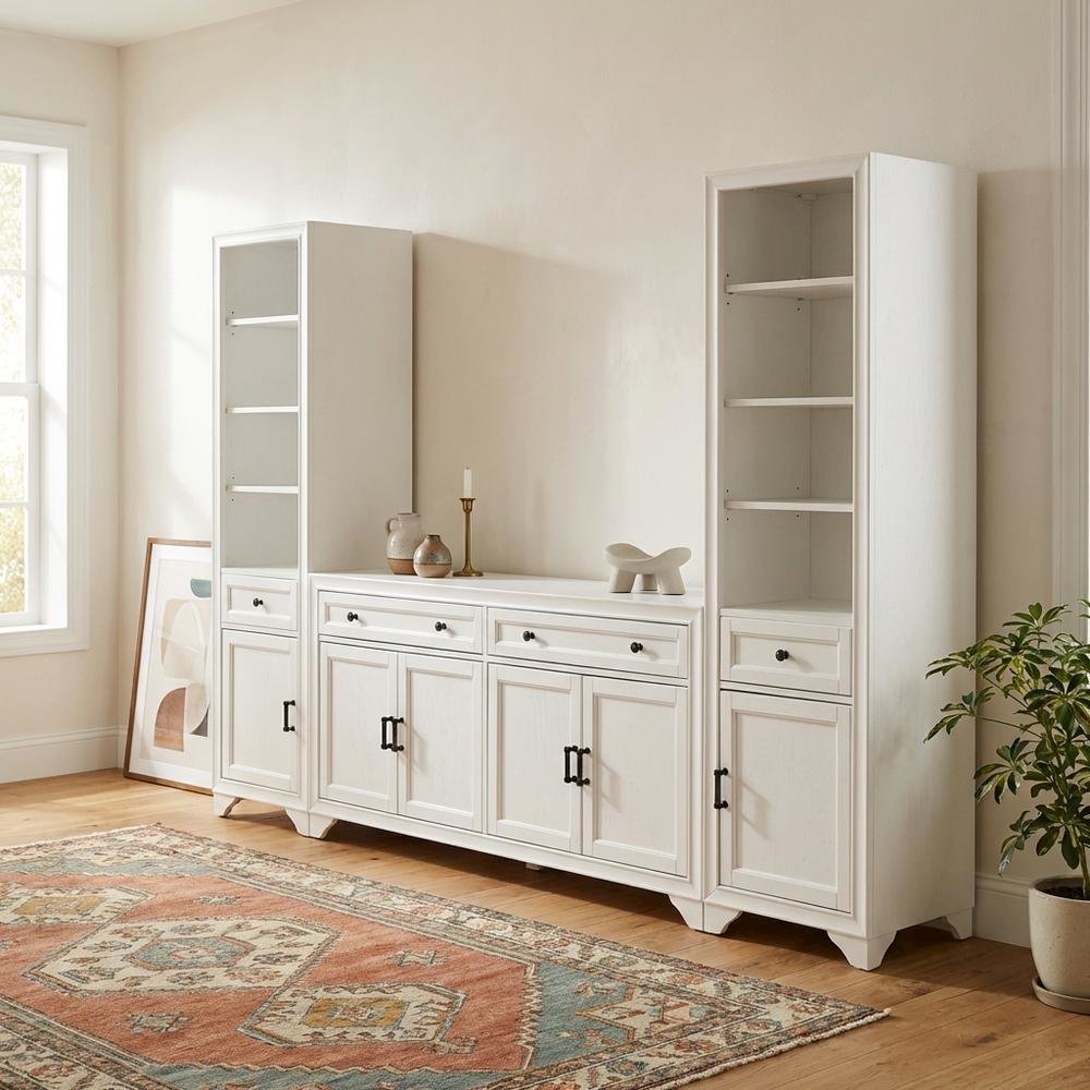 Contemporary 3-Piece Entertainment Center with Sideboard and Bookcases