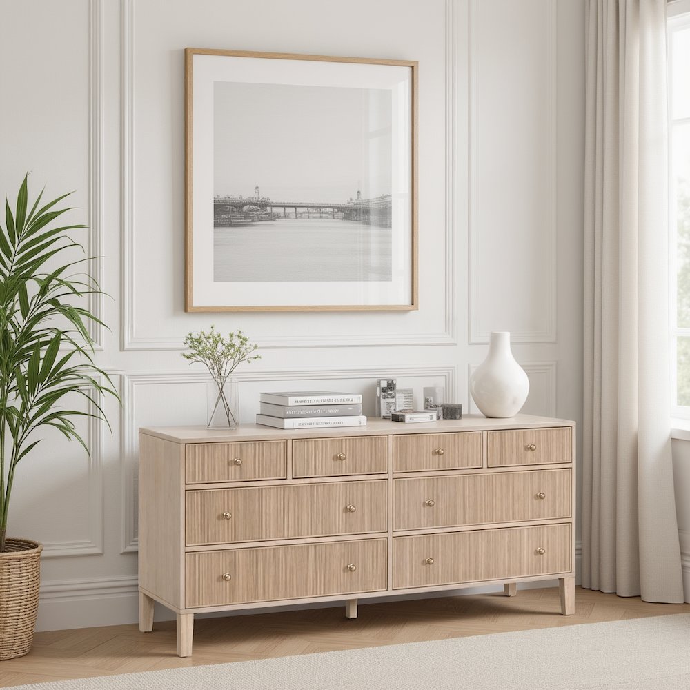 Brown Dresser for Bedroom – Wooden Chest of Drawers with 8 Drawers