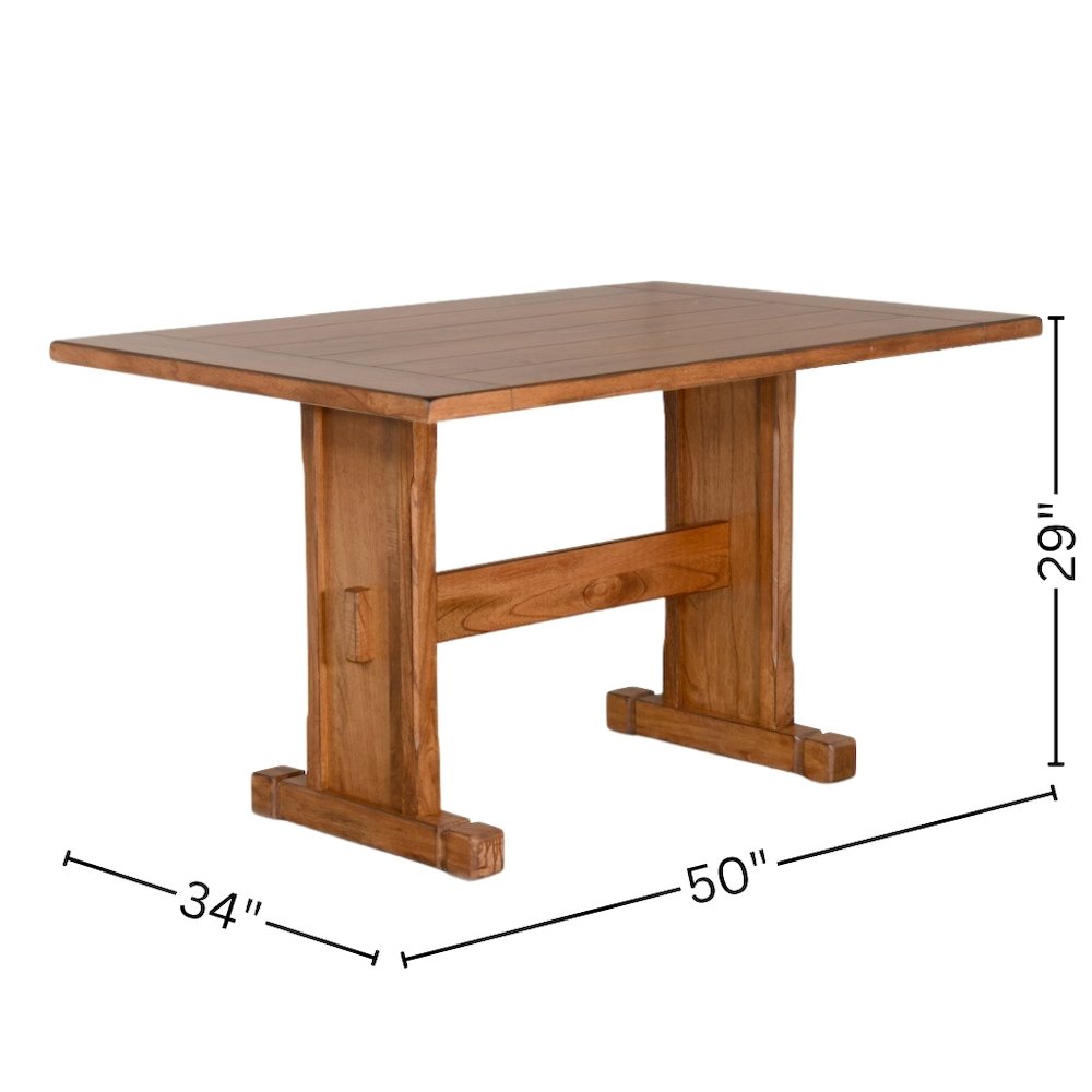 Brown Solid Wood Farmhouse Dining Table, Wooden Dining Table for Dining Room