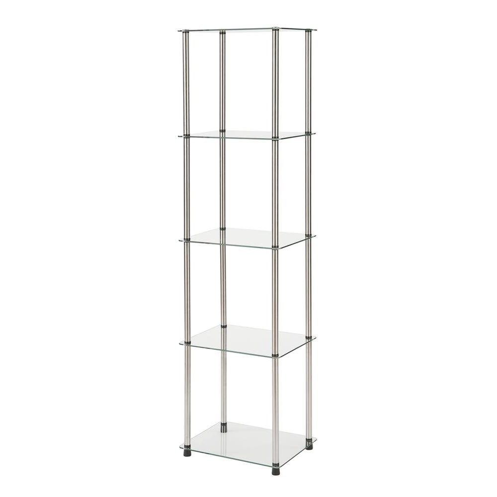 Clear 5-Tier Tempered Glass Tower, Elegant Display Stand for Modern Interiors