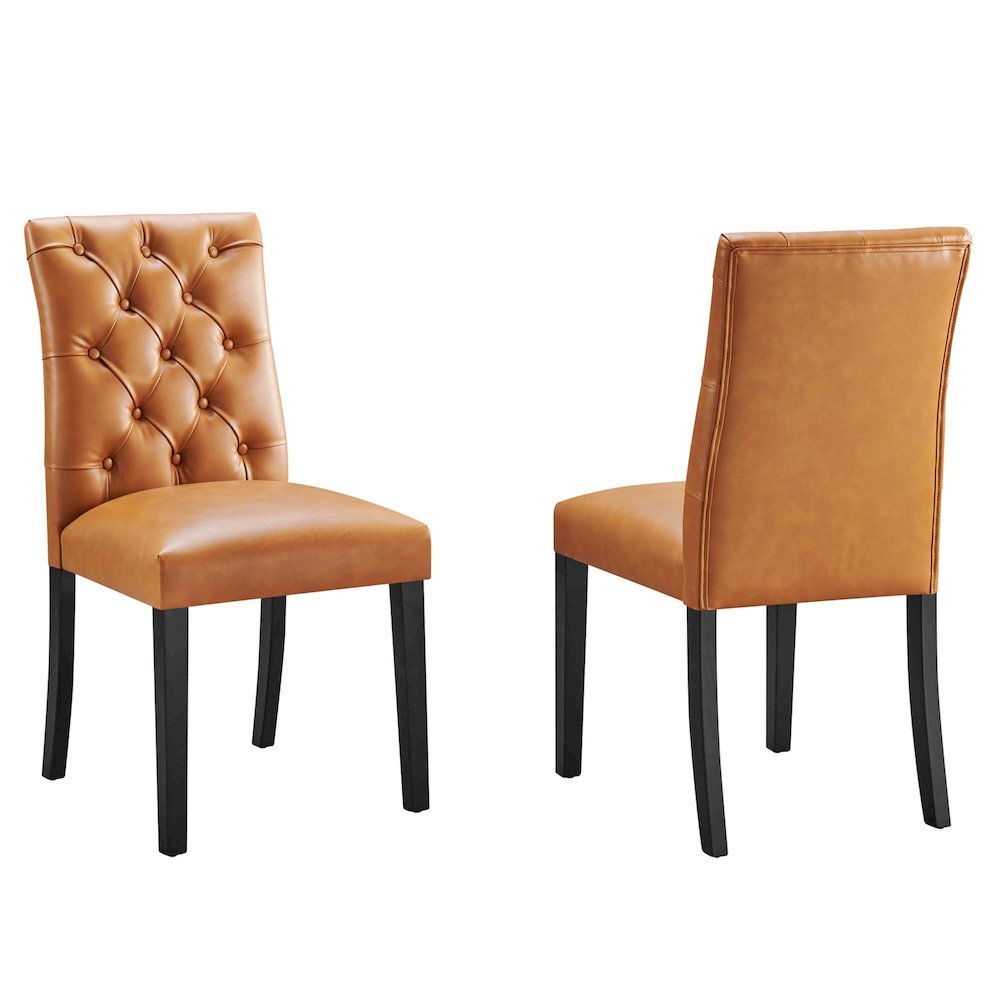 Vinyl-Upholstered Dining Chairs for Kitchen and Dining Room, Tan, Set of 2