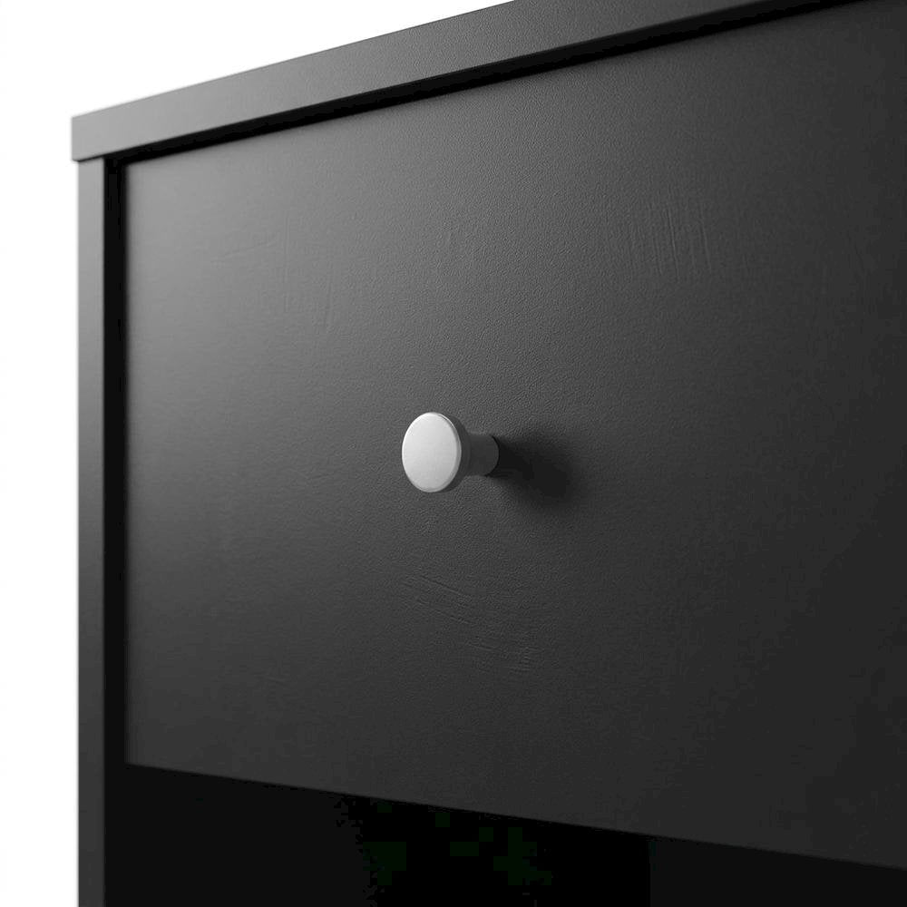 Black Small Nightstand - Compact Bedside Table with Drawer for Bedrooms