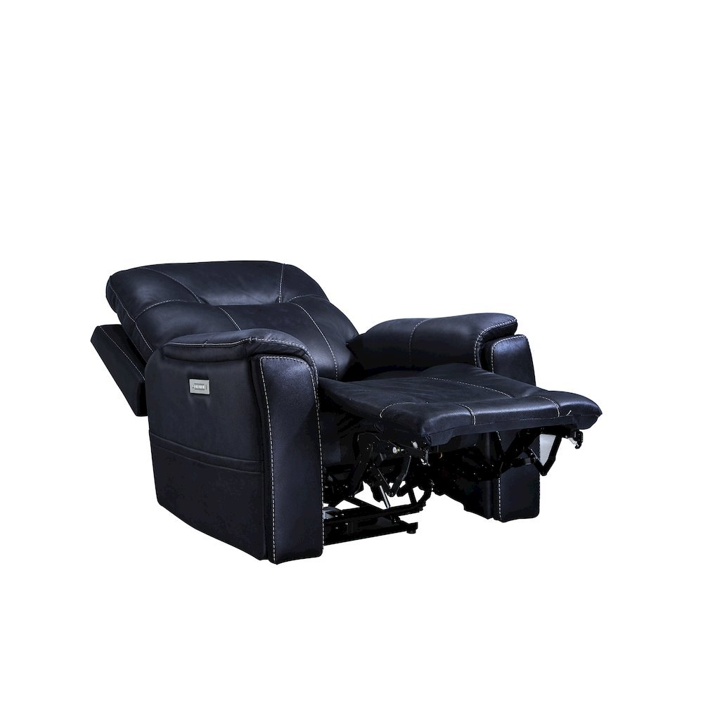 Ocean Blue Power Recliner with HR Foam, Steel Frame, and Plush Fabric