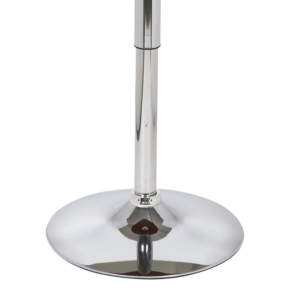 Adjustable Round Bar Table with Chrome Base and Walnut Wood Top, Silver Finish