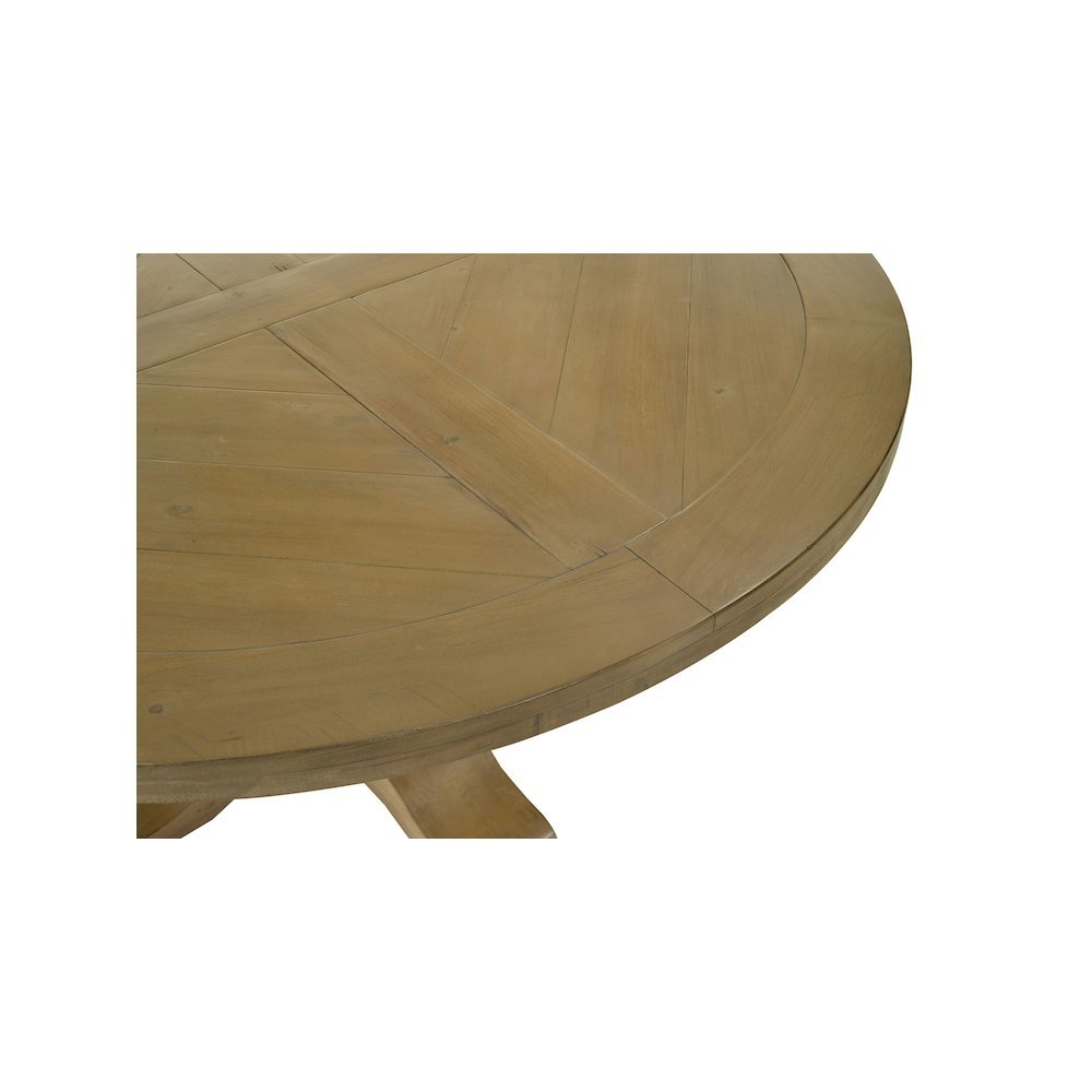 Rustic Smoke Round Pedestal Dining Table with Gold Finish for Dining Room