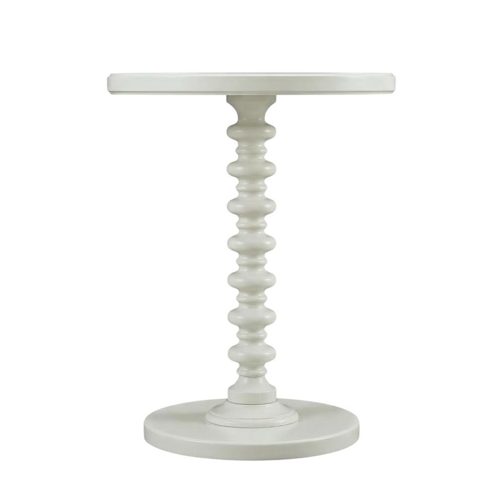 White Round Spindle Coffee Table with Elegant Design and Lightweight Build