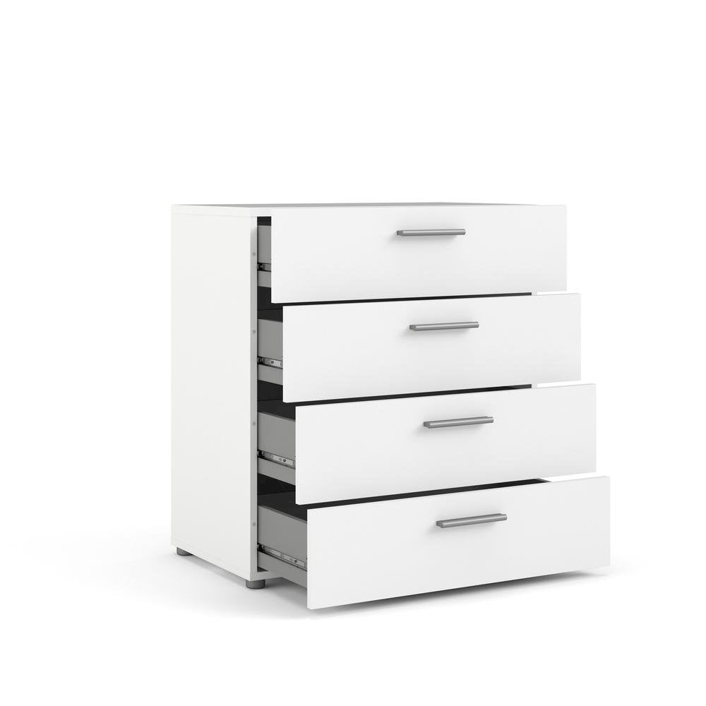 White 4 Drawer Chest - Elegant White Chest of Drawers for Bedroom Storage
