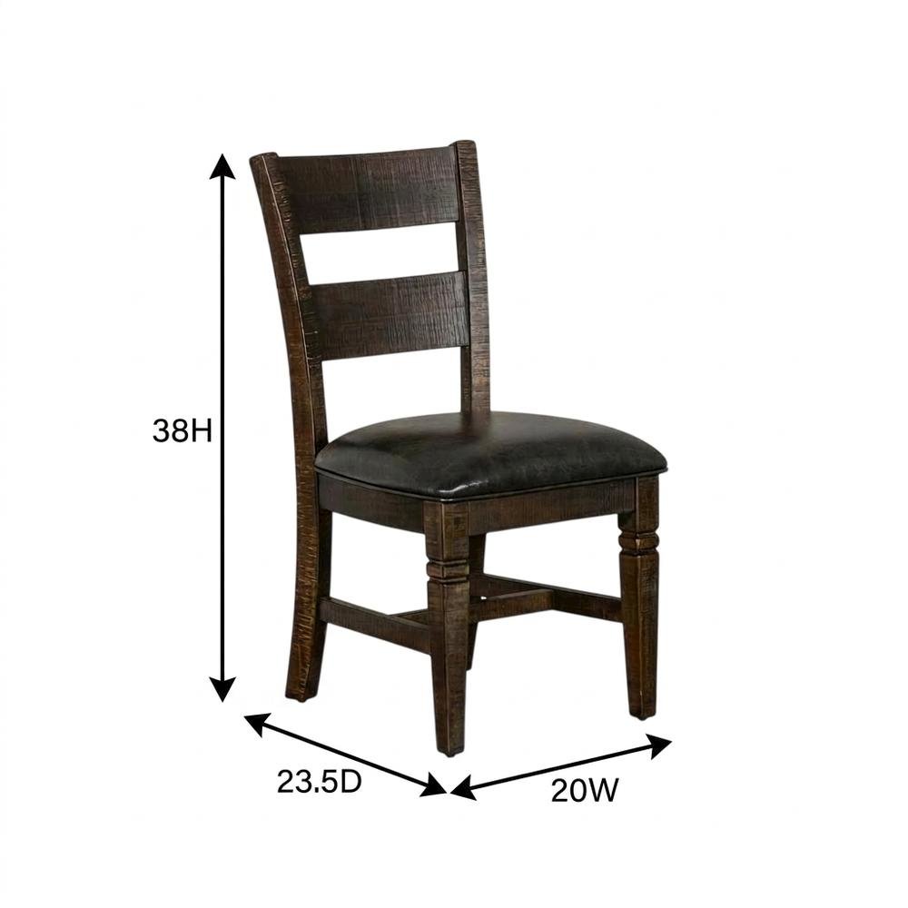 Dark Brown Ladderback Wood Dining Chairs Set of 2 with Transitional Style