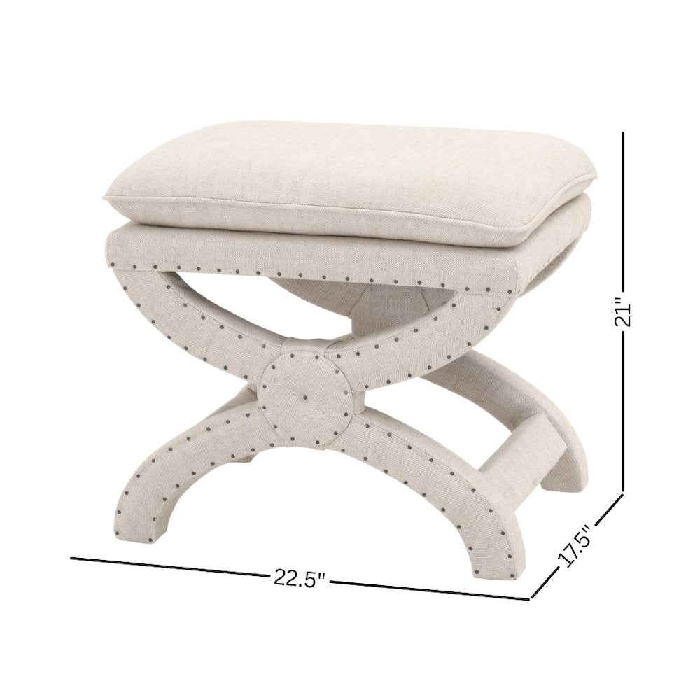 Ottoman Beige, Pillow-Top Seat, Curved X-Base