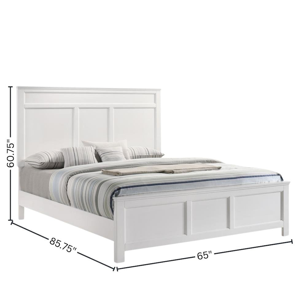 Solid Wood Bed Frame Queen Size, White Wooden Queen Bed Frame with Headboard