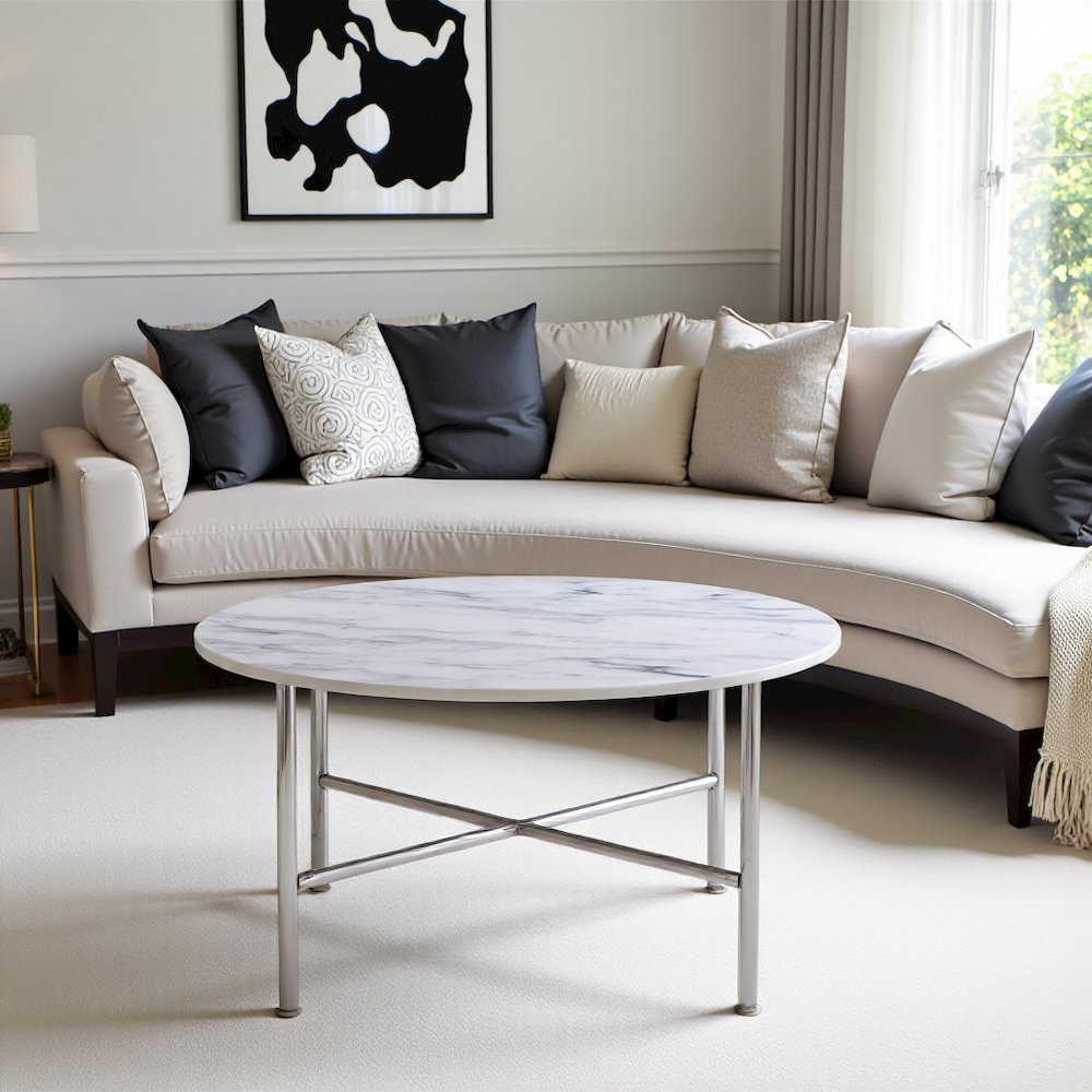 Elegant Coffee and End Table Set for Living Room, 3-Piece Chrome Finish