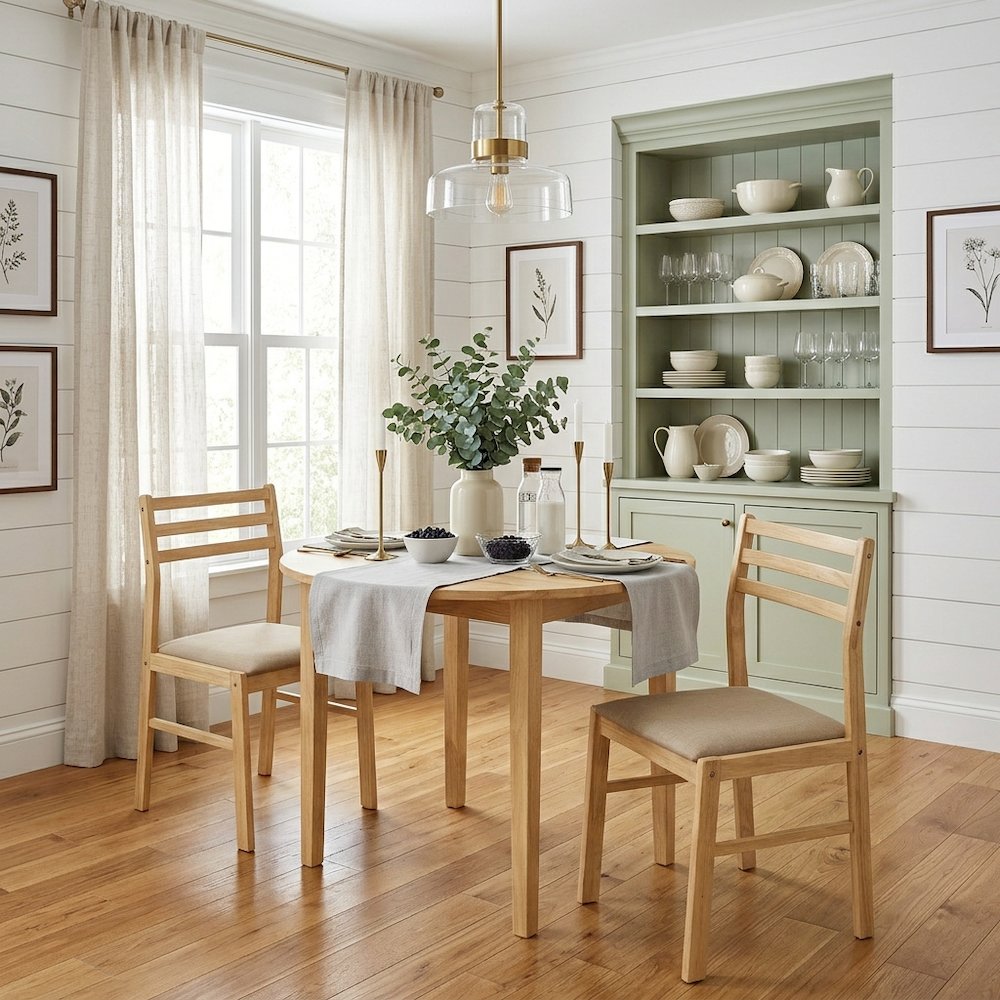 Elegant 3-Piece Dining Set Featuring Drop Leaf Design in Natural and Tan