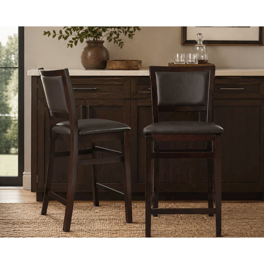 Foldable Plywood Counter Stool with Merlot Finish and Comfortable Foam Seat