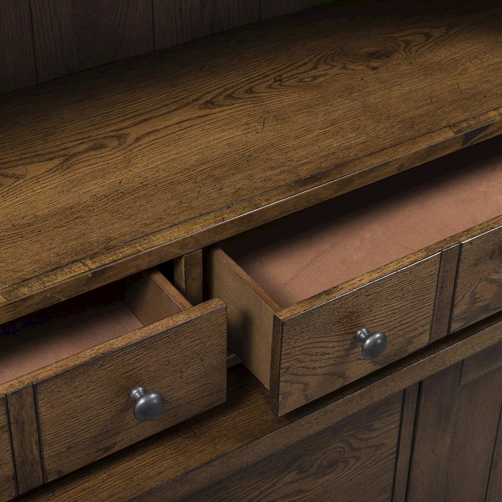 Traditional Rubberwood and White Oak Buffet with Ample Storage