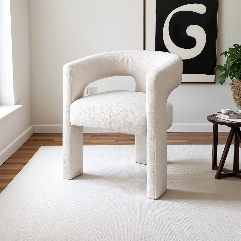 Elegant Brown Jacquard Upholstered Armchair with Plywood Base and Upholstery